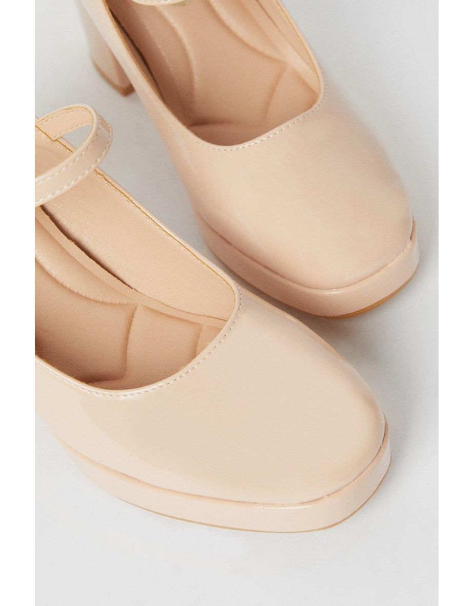 Vera Patent Platform Mary Jane High Block Heel Court Shoes - 3