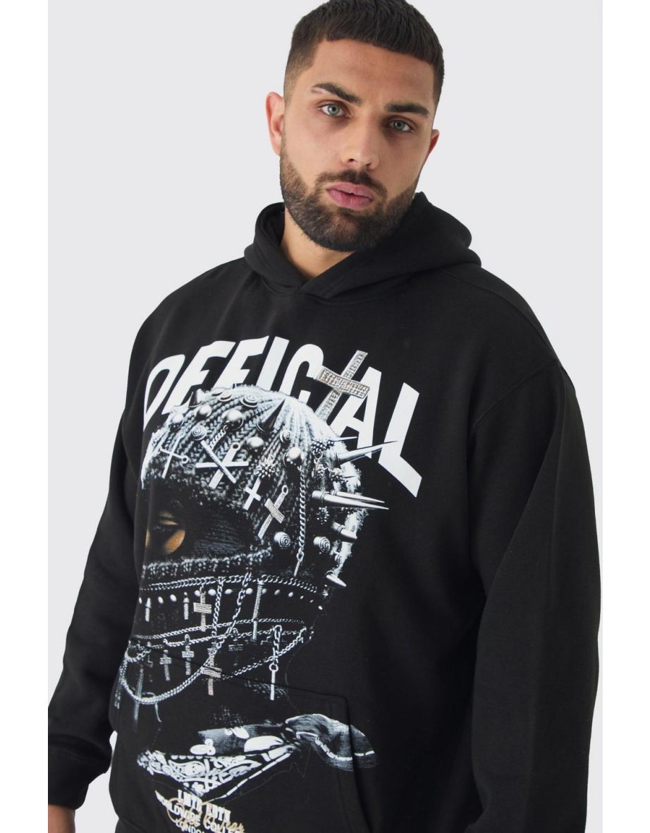 Plus Oversized Official Balaclava Print Hoodie - 2