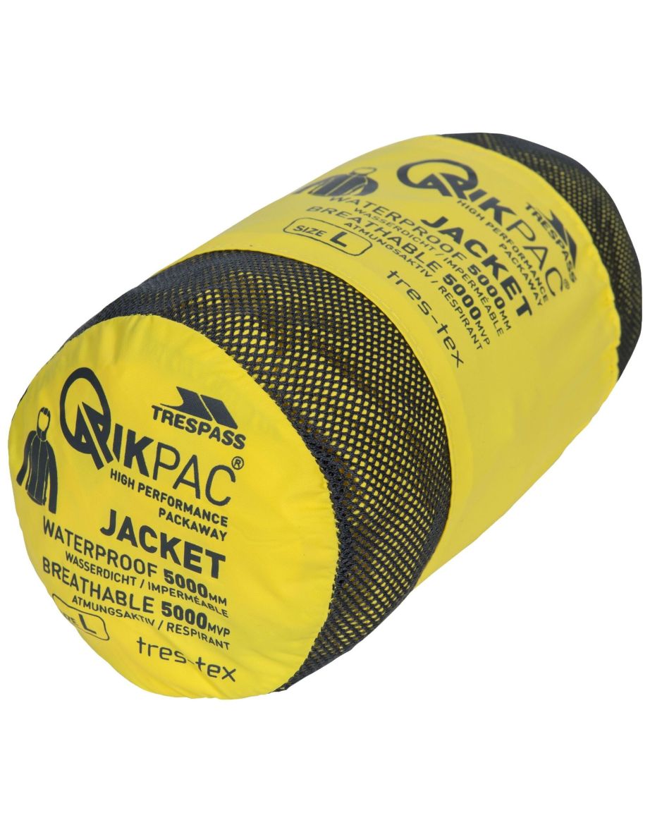 Trespass Adults Unisex Qikpac Packaway Waterproof Jacket - Yellow - 3