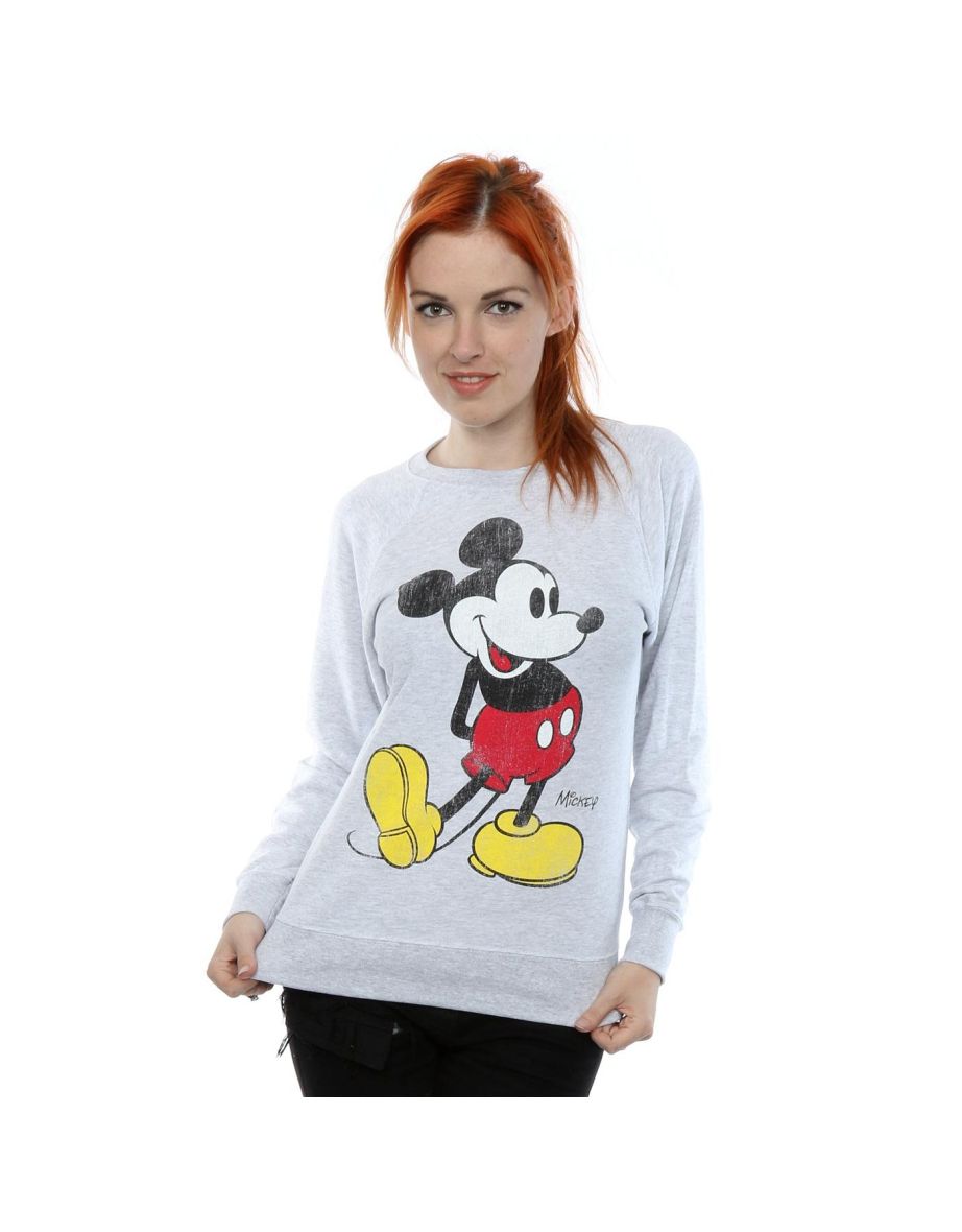 Disney Womens/Ladies Mickey Mouse Classic Kick Sweatshirt - Heather Grey