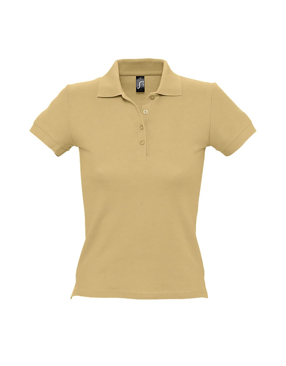SOLS Womens/Ladies People Pique Short Sleeve Cotton Polo Shirt - Sand