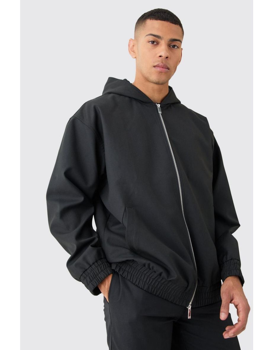 Oversized Hooded Smart Bomber Jacket - black - 2
