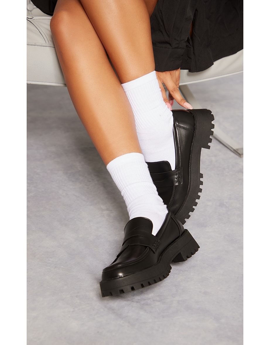 Black Chunky Brogue Loafers