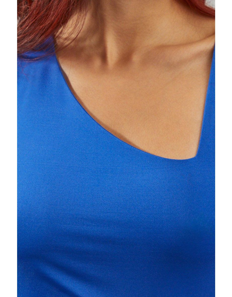 Asymmetric Neckline Jersey Body Fit Top - 3