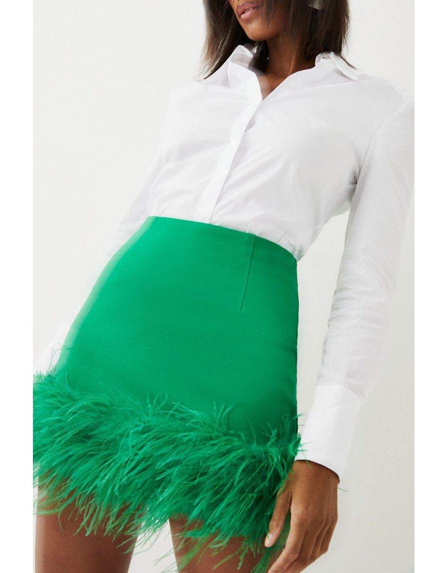 Feather Hem Ponte Mini Skirt - 2