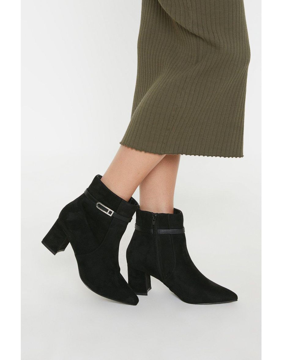 Shop Wide Fit Ava Pointed Block Heel Boots Online in Oman VogaCloset