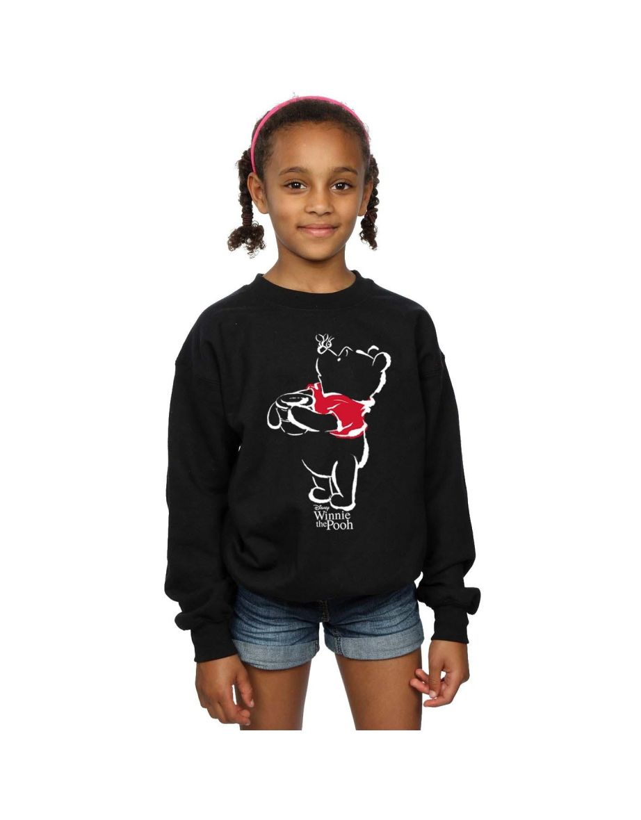 Disney Girls Winnie The Pooh Drawing Sweatshirt - Black