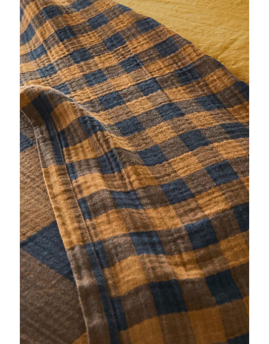 Calix Checked 100% Cotton Muslin Bedspread
