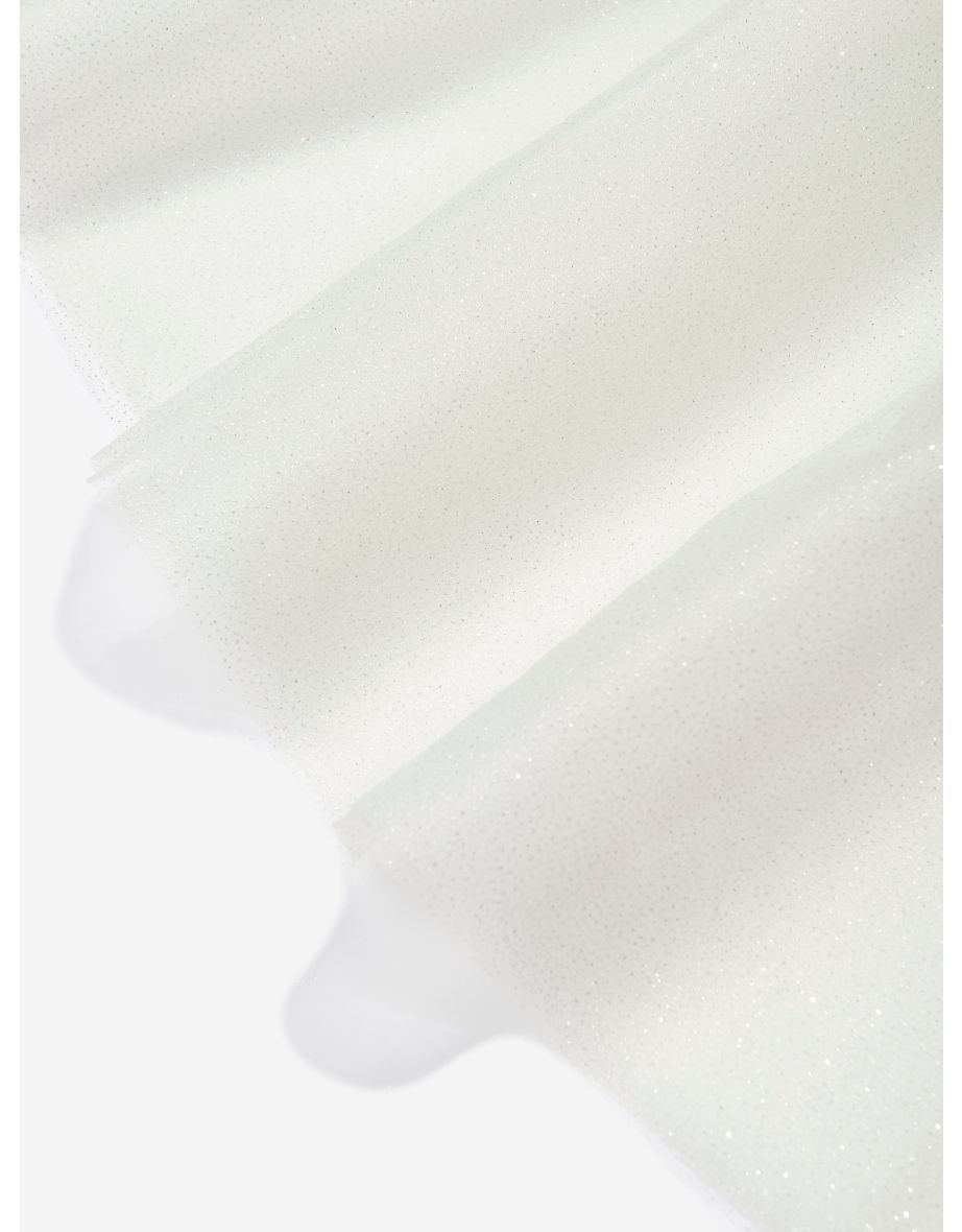 Girls Long Tulle Skirt in White - 4