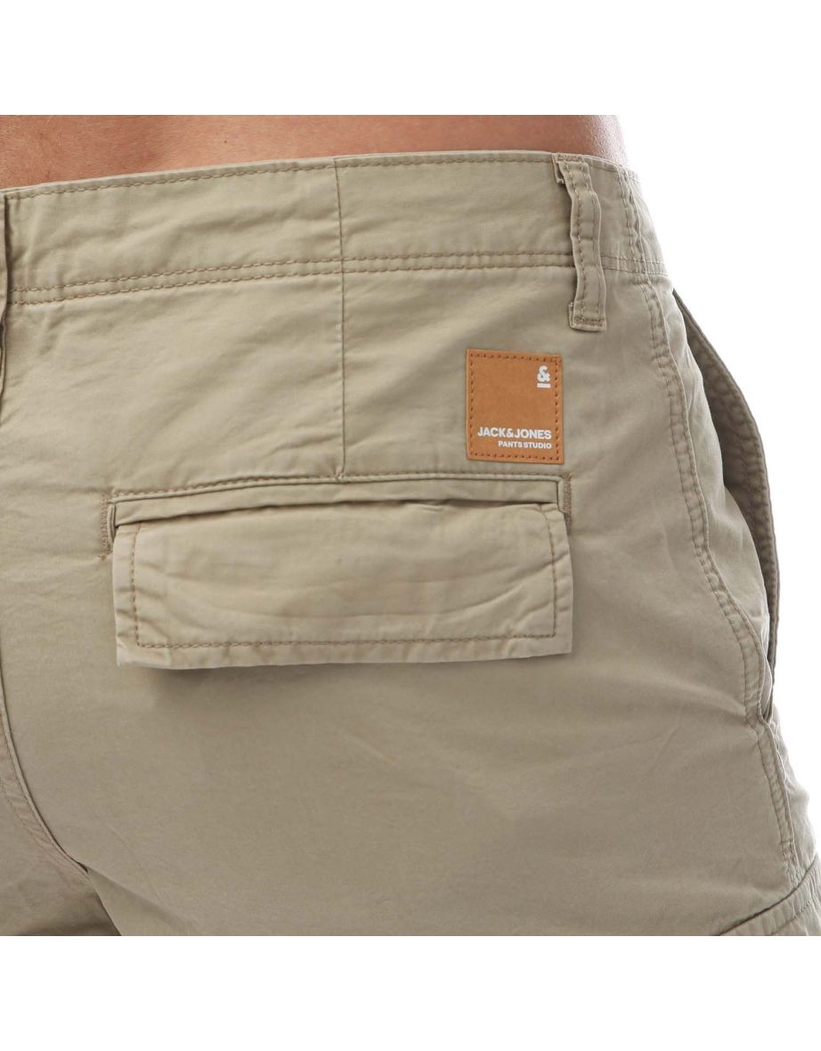 Men's Jack Jones Zeus Cargo Shorts in Cream - 2