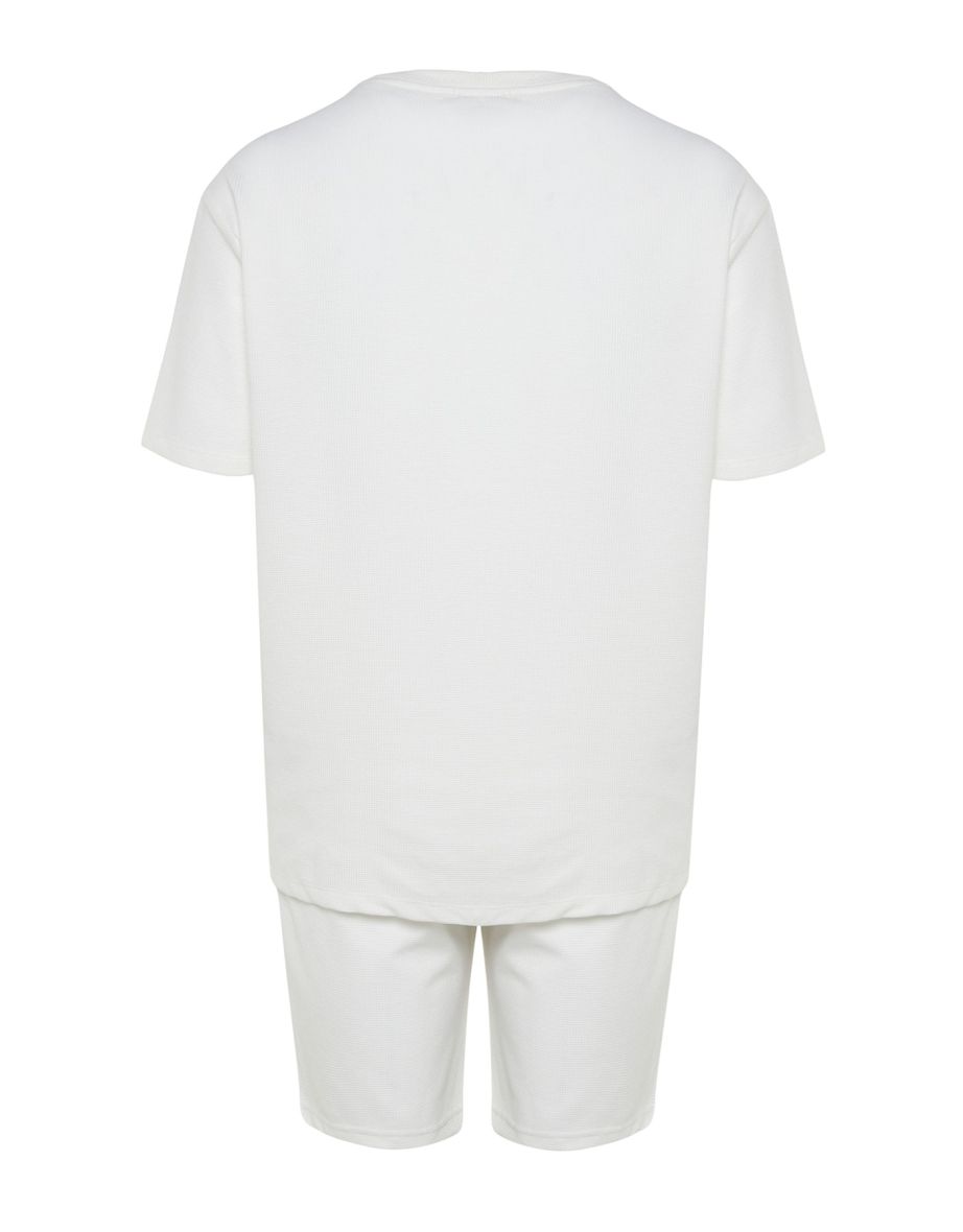 Ecru Regular Fit Knitted Pajama Set - 6