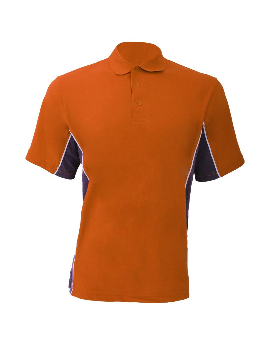 Gamegear® Mens Track Pique Short Sleeve Polo Shirt Top - Orange/Graphite/White