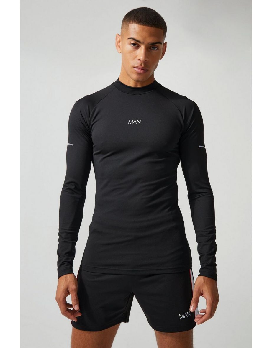 Man Active Compression Football Top - black