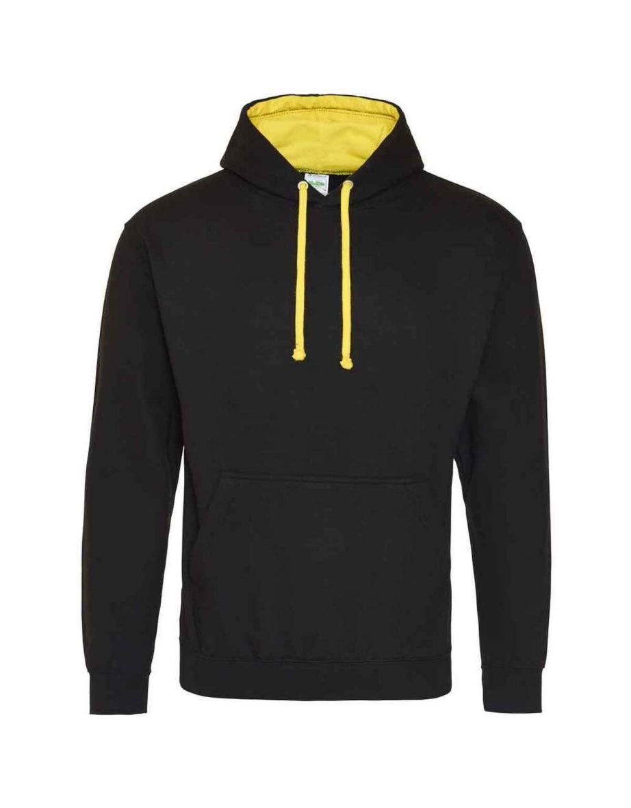 Awdis Womens/Ladies Varsity Hoodie - Jet Black/Sun Yellow