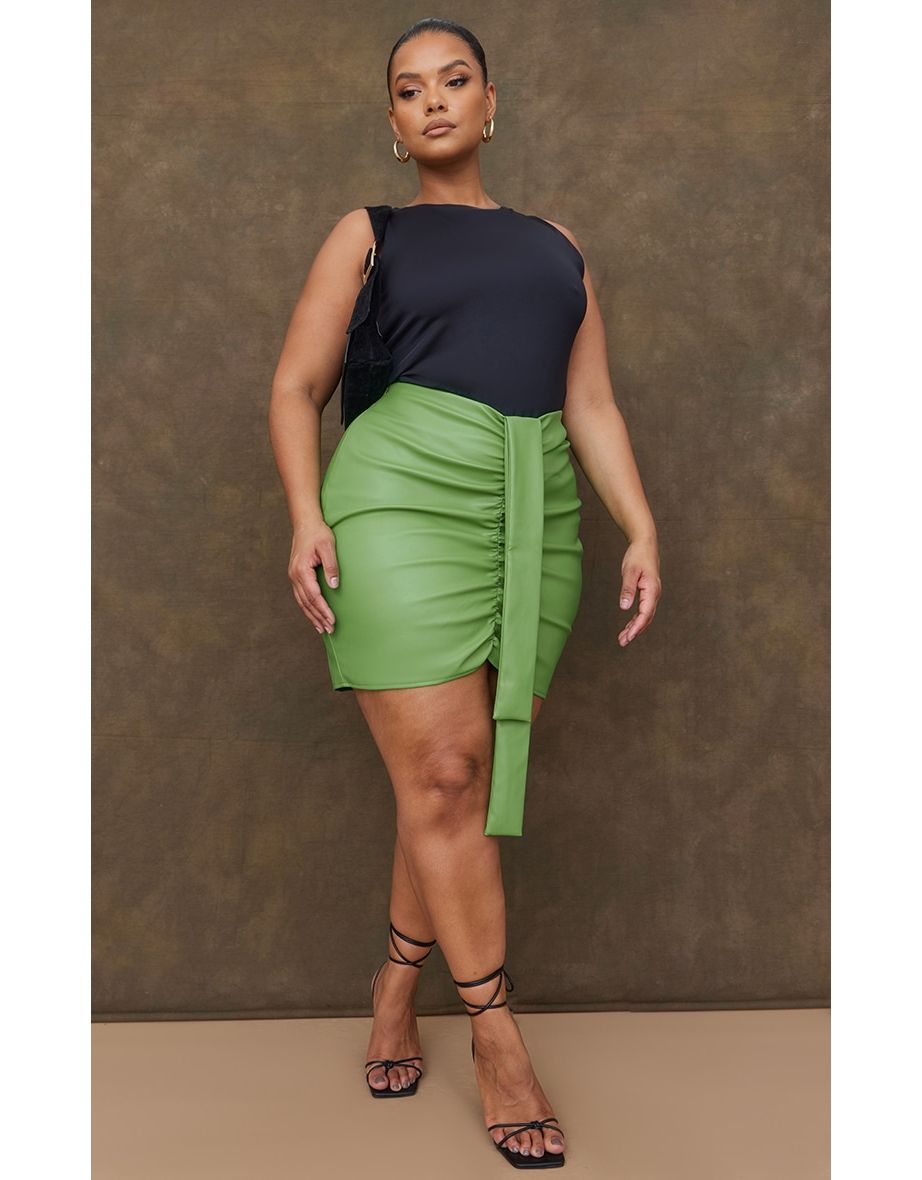 Green mini shop skirt plus size