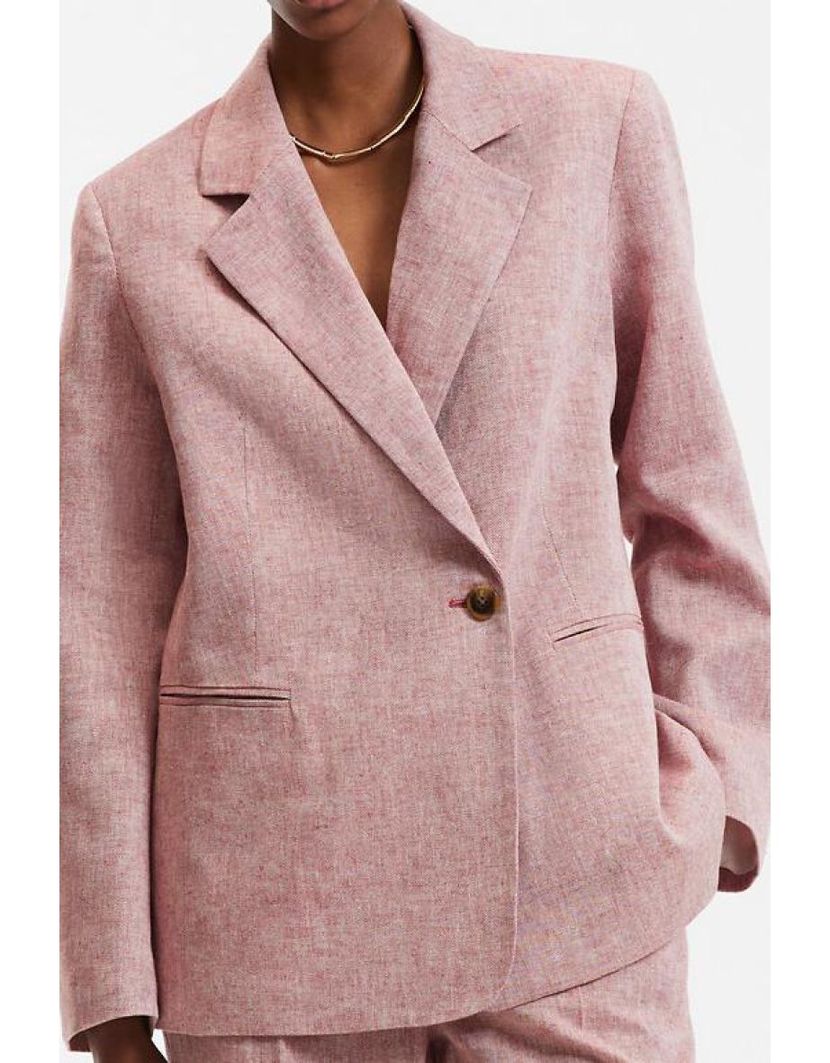 Straight, Double Breasted Jacket in Linen and Cotton