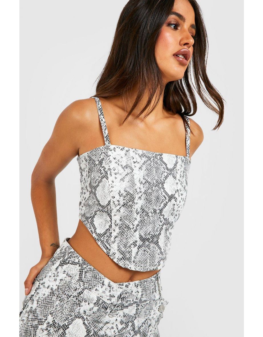 Snake Print Pu Corset - snake - 3