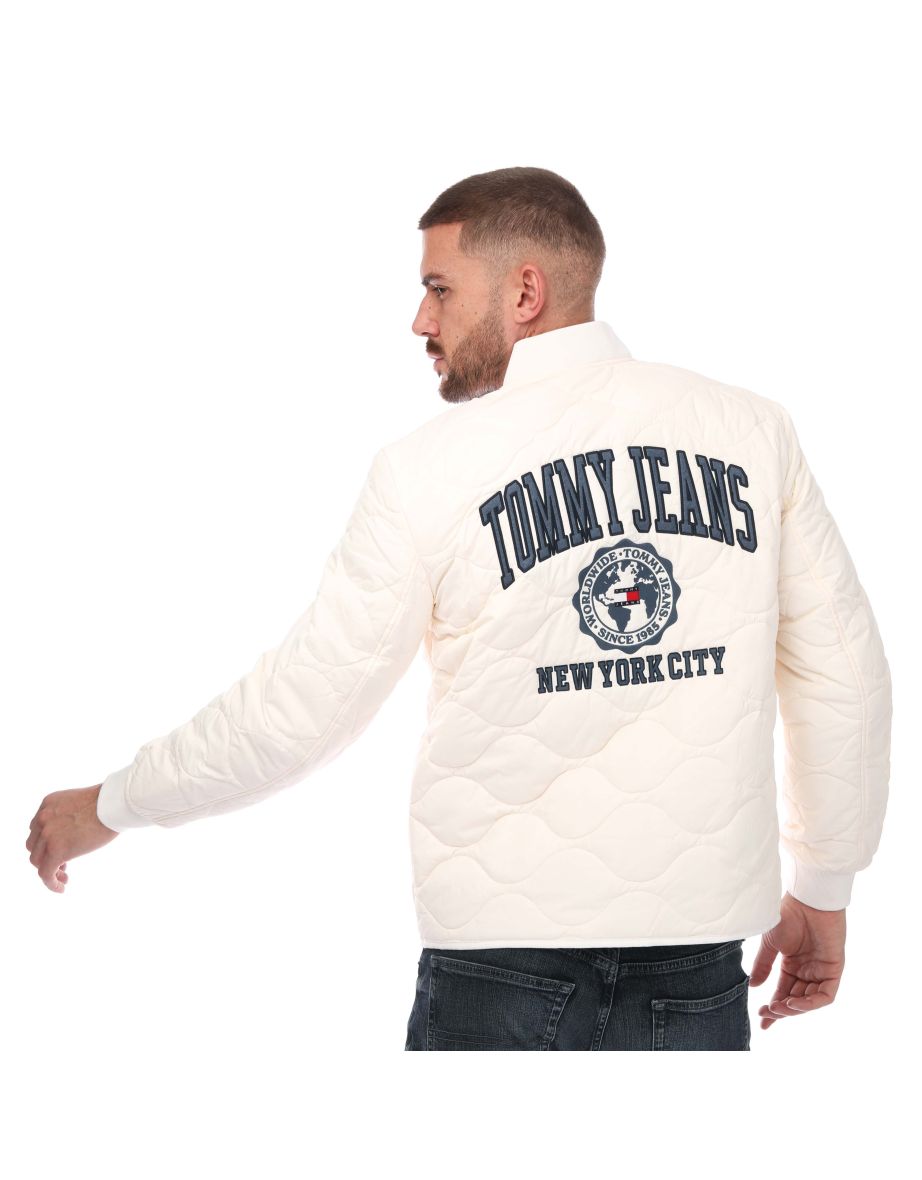 Men's Tommy Hilfiger Collegiate Quilted Bomber Jacket in White - 3