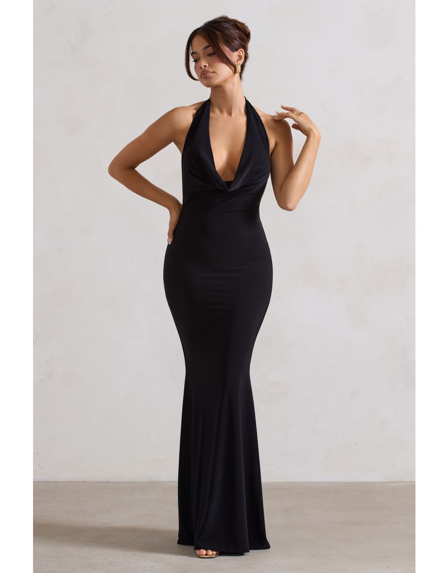 Milani | Black Cowl Neck Fishtail Maxi Dress - 5