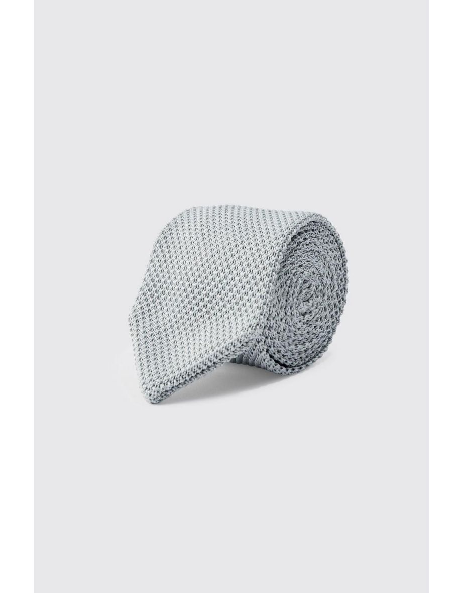 Slim Knitted Texture Tie In Light Grey - light grey - 2