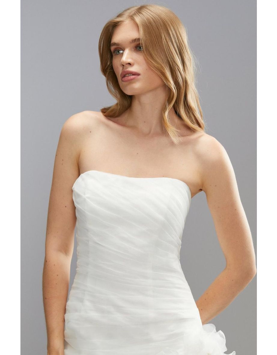 Statement Bandeau Ruffle Organza Wedding Dress - 3