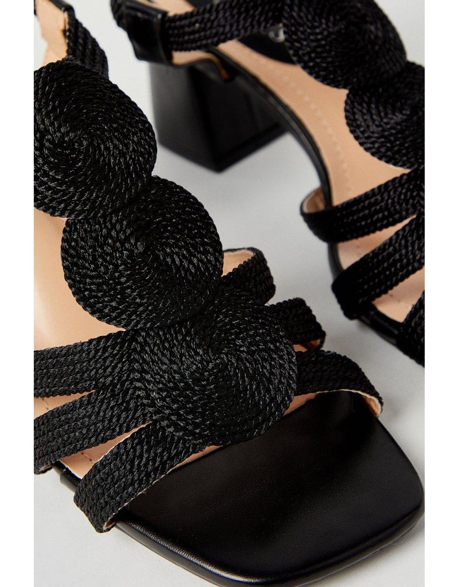 Cecilia Rope Detail T Bar Medium Block Heeled Sandals - 3