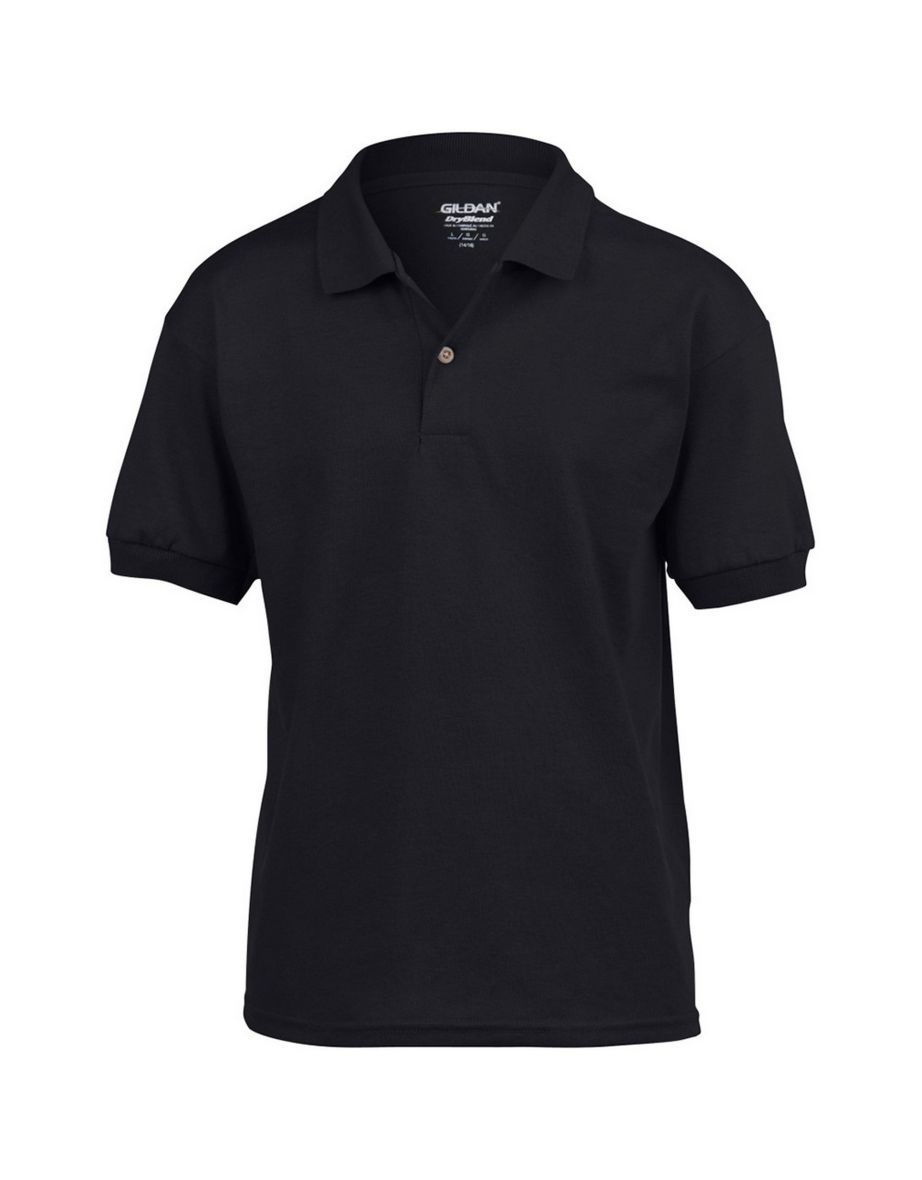 Gildan DryBlend Childrens Unisex Jersey Polo Shirt (Pack Of 2) - Black