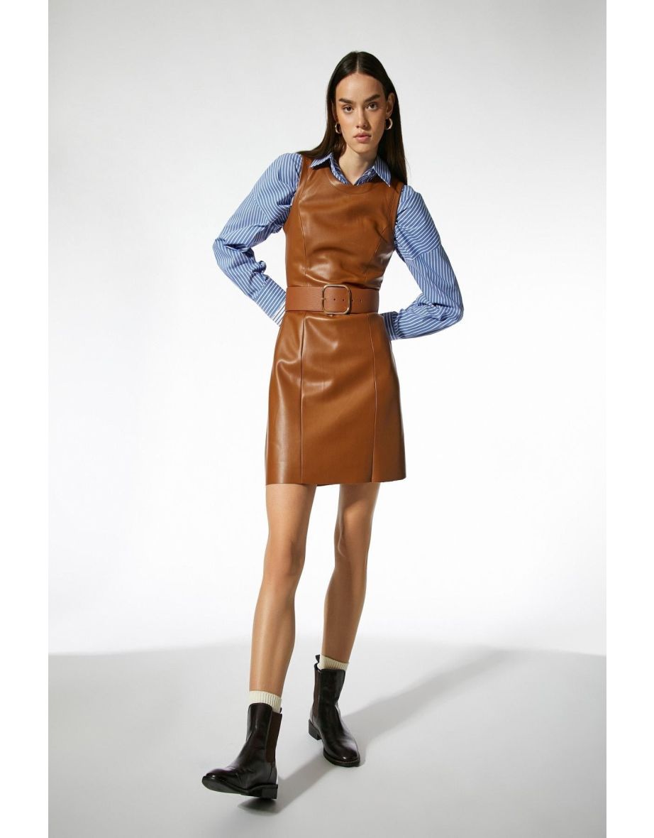 Brown Column Mini Pinafore