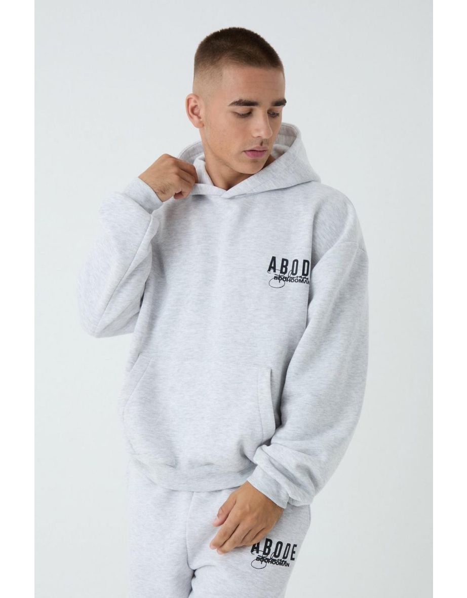 Oversized Boxy ABODE Hoodie - grey marl