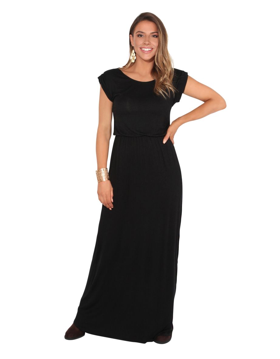 Shop Turn Up Sleeve Jersey Maxi Dress Online in Bahrain VogaCloset