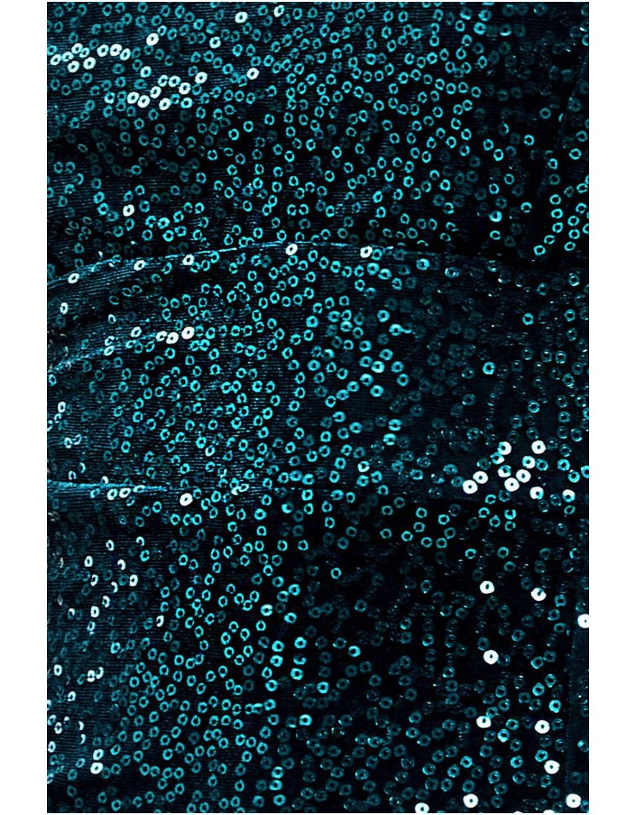 Goddiva Sequin Velvet Bandeau Maxi Dress - Emerald Green - 3