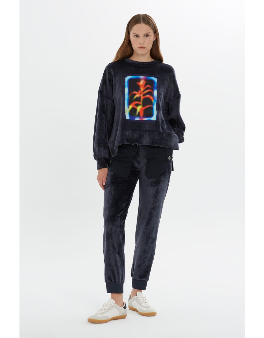 Velvet Sweatshirt with Thermal Print