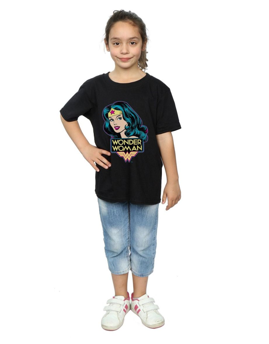 Wonder Woman Girls Head T-Shirt - Black - 3