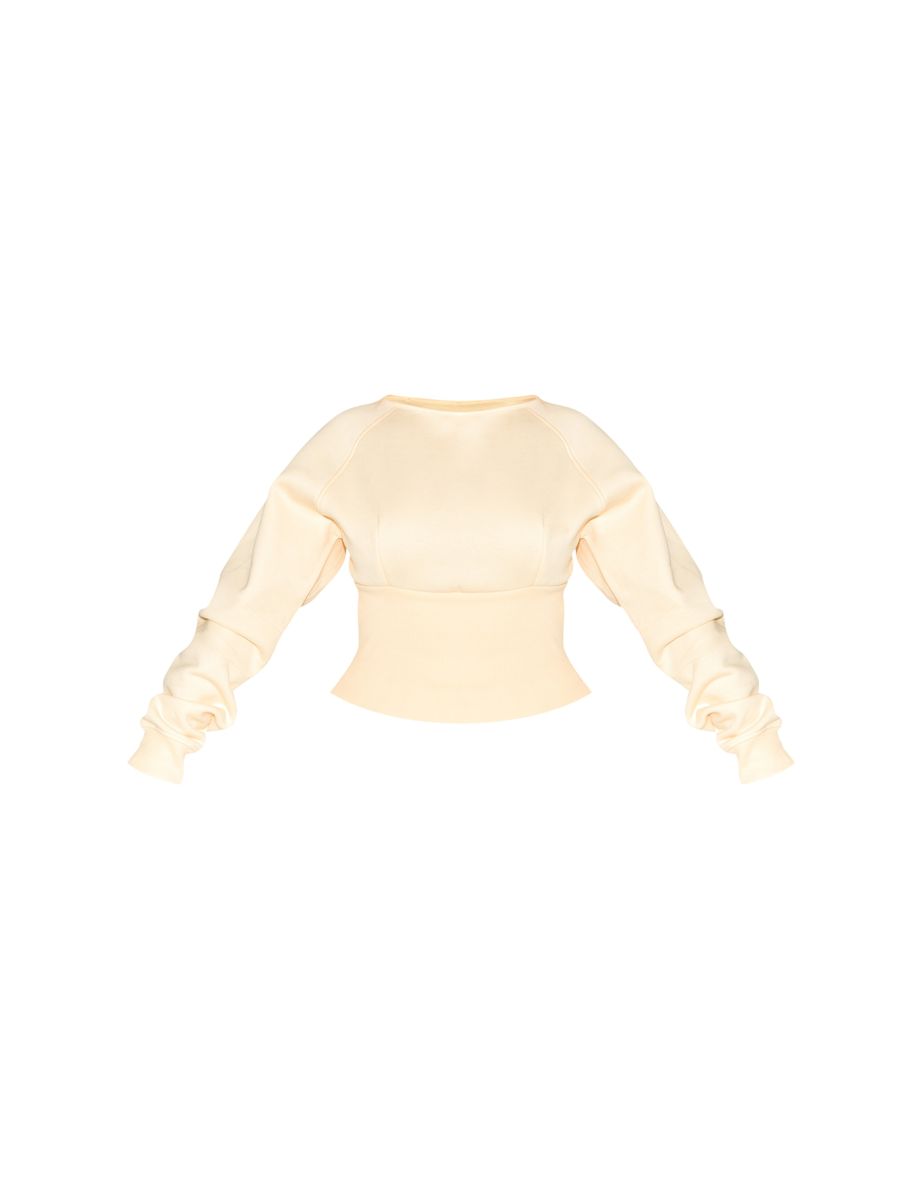 Shape Lemon Boat Neck Cinched Waist Sweatshirt - 4