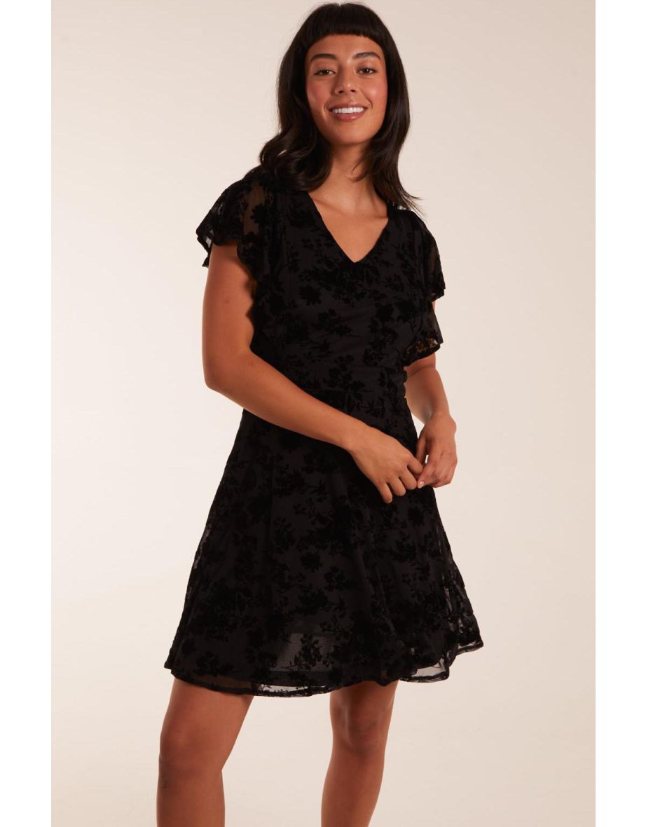 Flocked Floral Dress