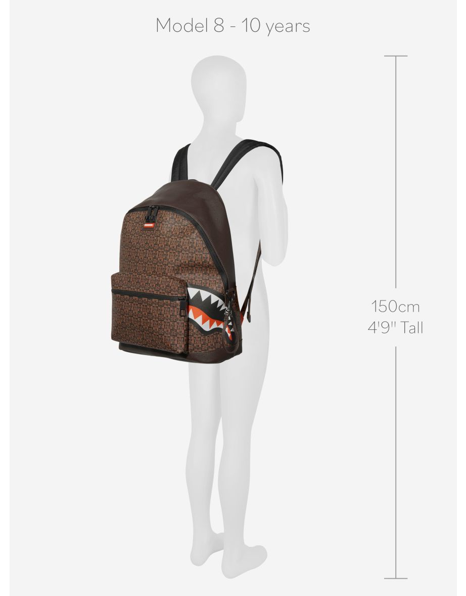 Kids Sharks In Paris Check Emperor Backpack in Brown - 4