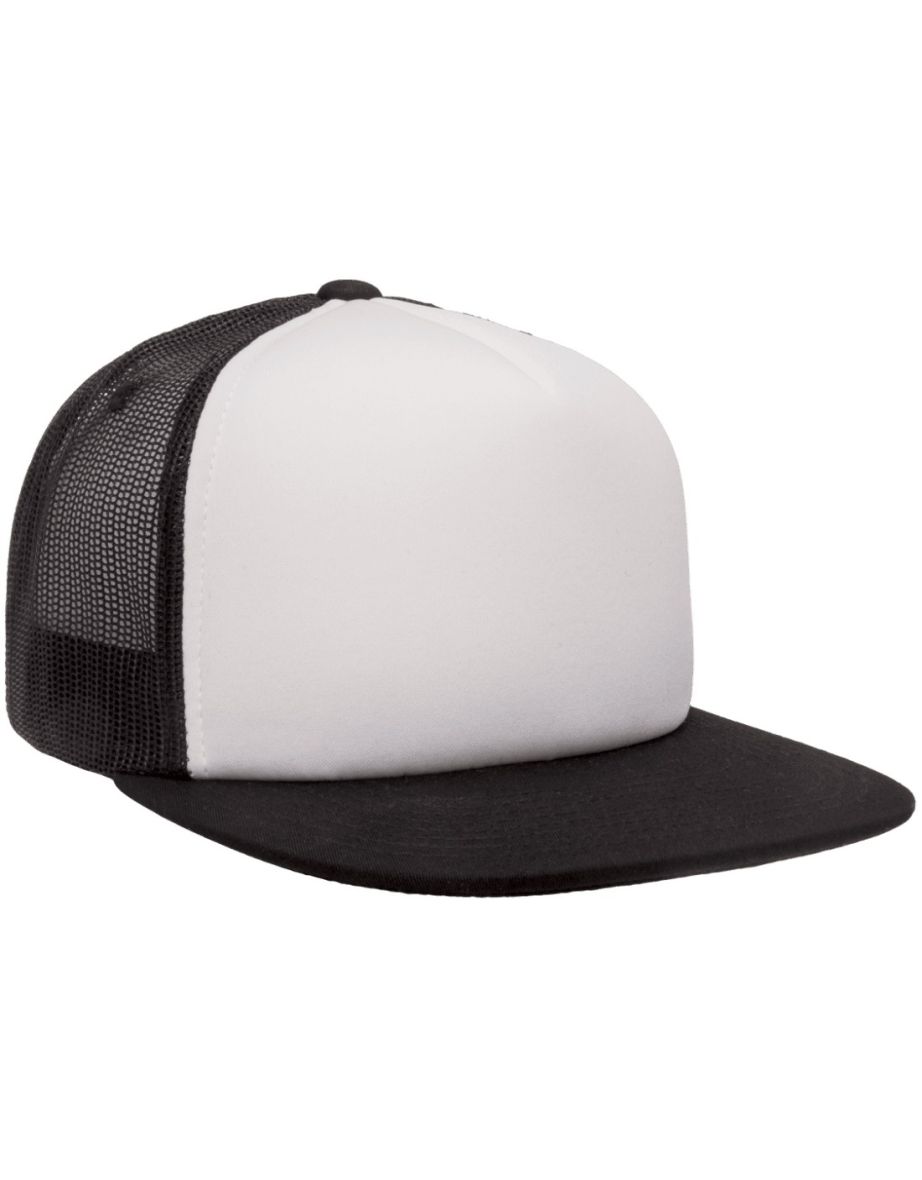 Flexfit By Yupoong Foam Trucker Cap With White Front - Black/White/Black - 3