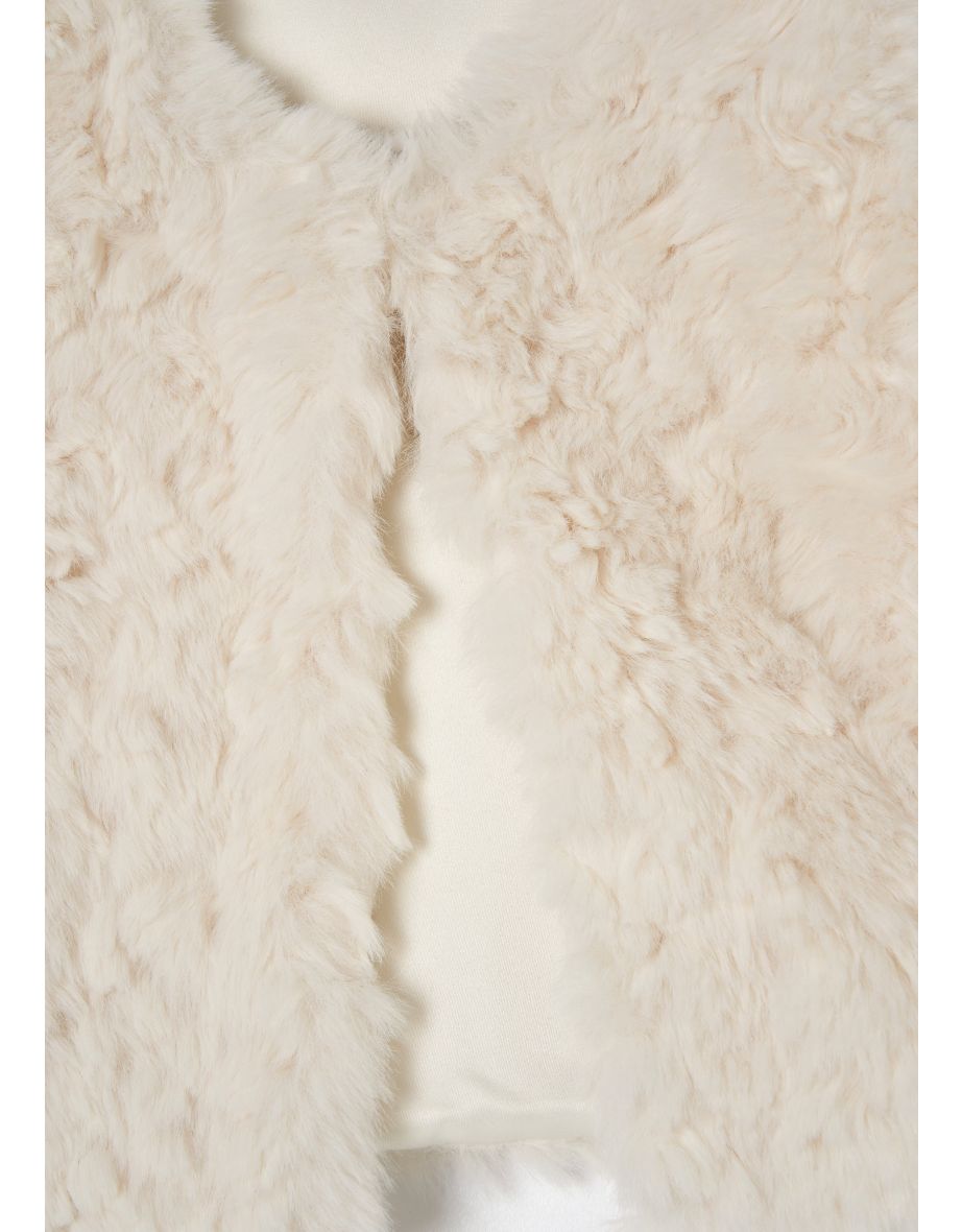 Cici Ecru Faux Fur Baby Gilet - 6