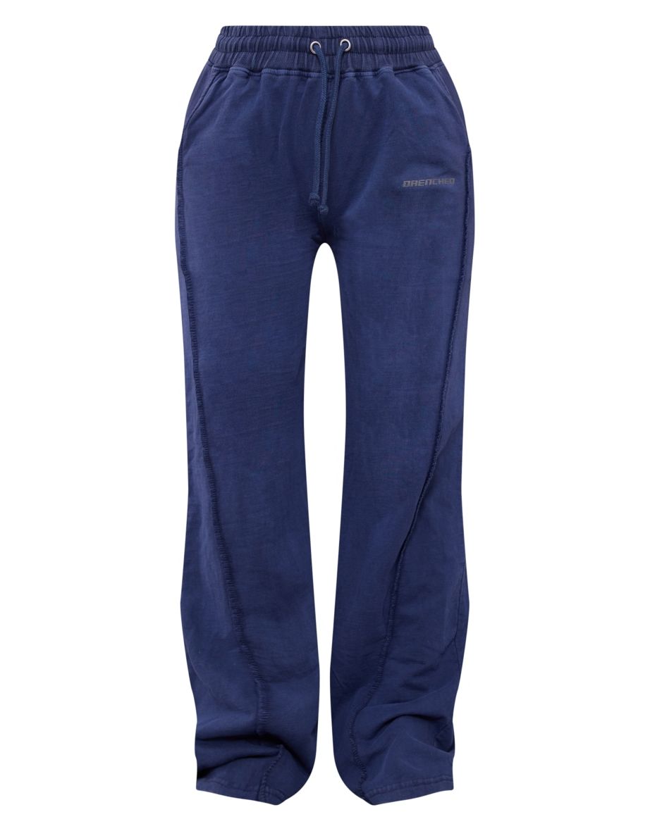 Navy Drenched Printed Washed Loopback Joggers - 4