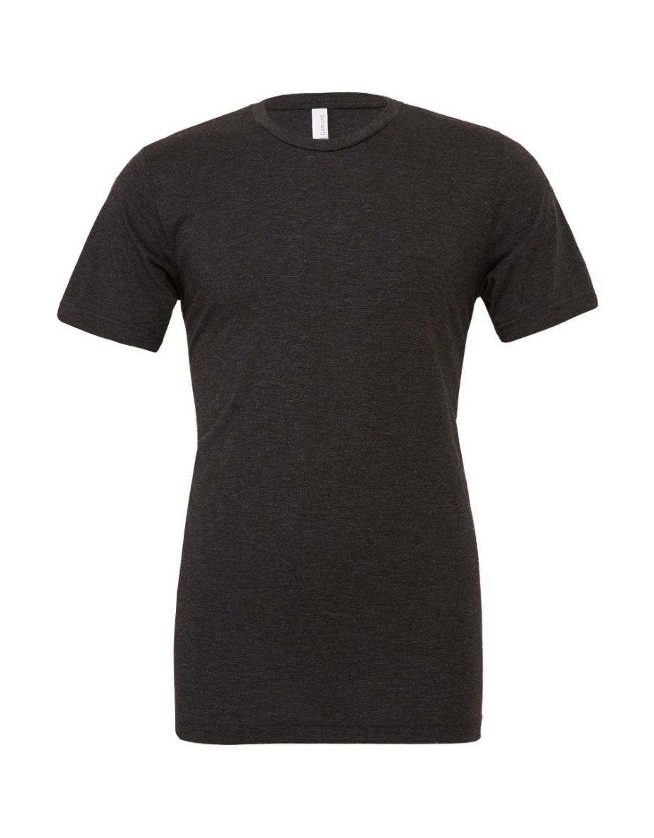 Canvas Mens Triblend Crew Neck Plain Short Sleeve T-Shirt - Charcoal Black Triblend