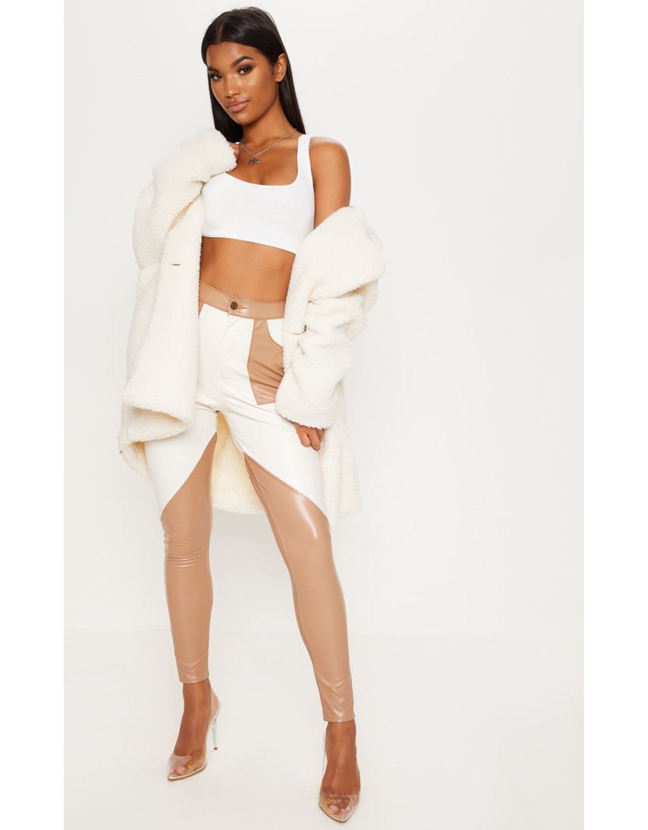 White Slinky Racer Back Crop Top - 3
