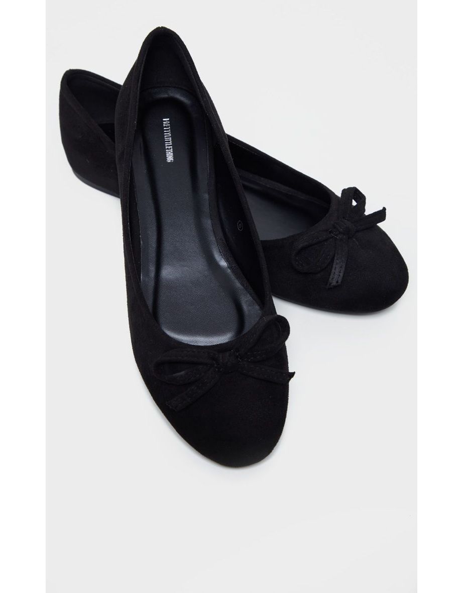 Black Wide Fit Round Toe Ballet Shoes