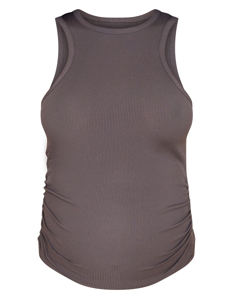 Maternity Charcoal Rib Racer Neck Vest - 4