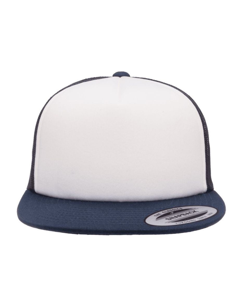 Flexfit By Yupoong Foam Trucker Cap With White Front - Navy/White/Navy