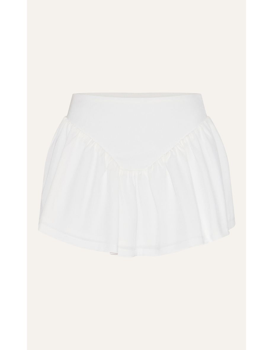 White Dipped Waist Structured A Line Mini Skirt - 5