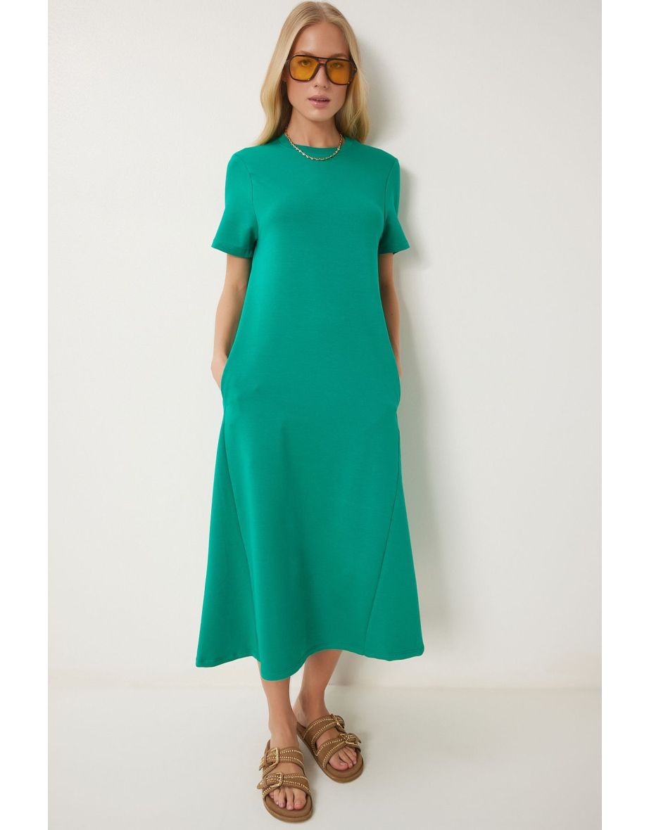 Women's Dark Green A-Line Summer Cotton Dress