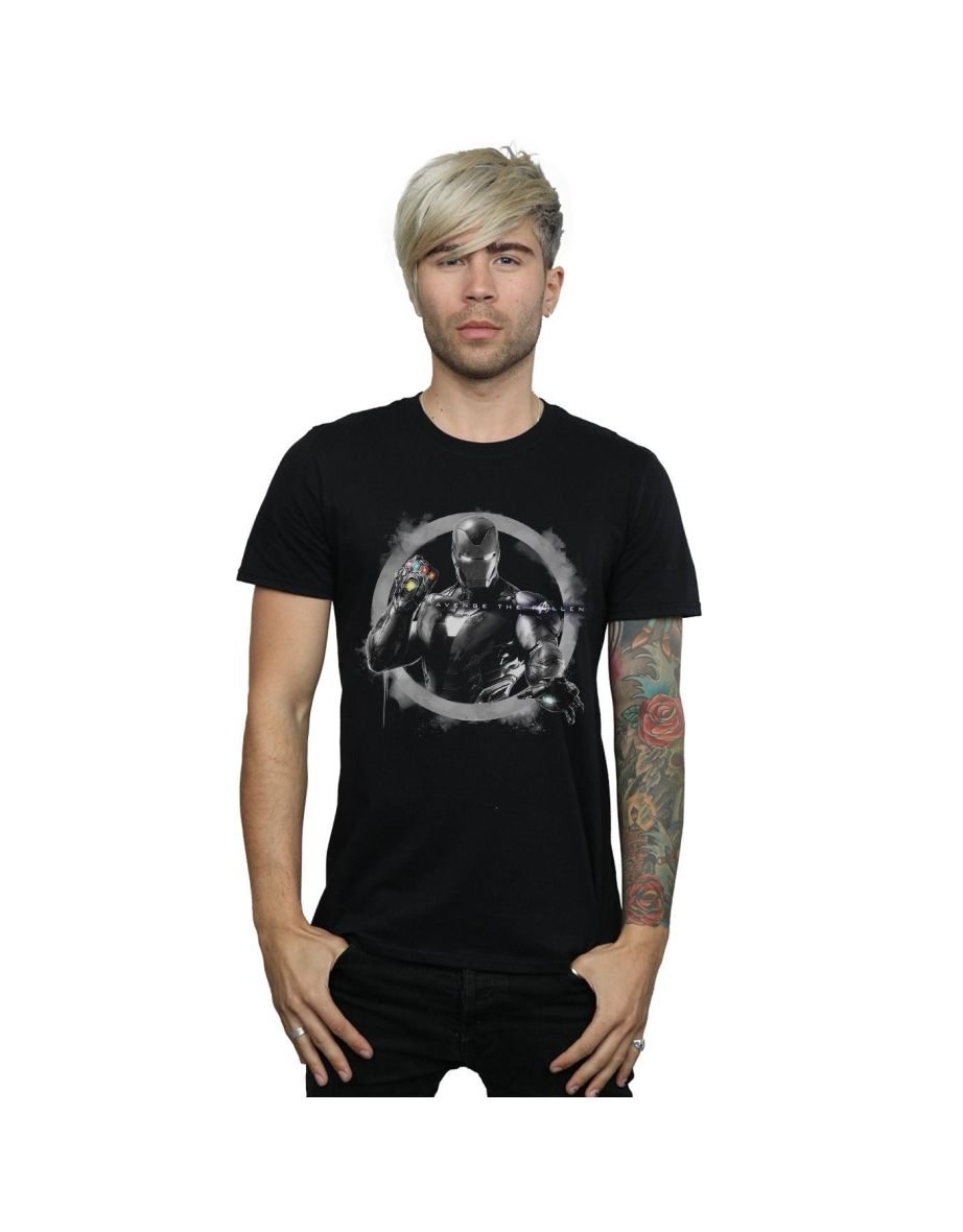 Marvel Mens Avengers Endgame Iron Man Nano Gauntlet T-Shirt - Black