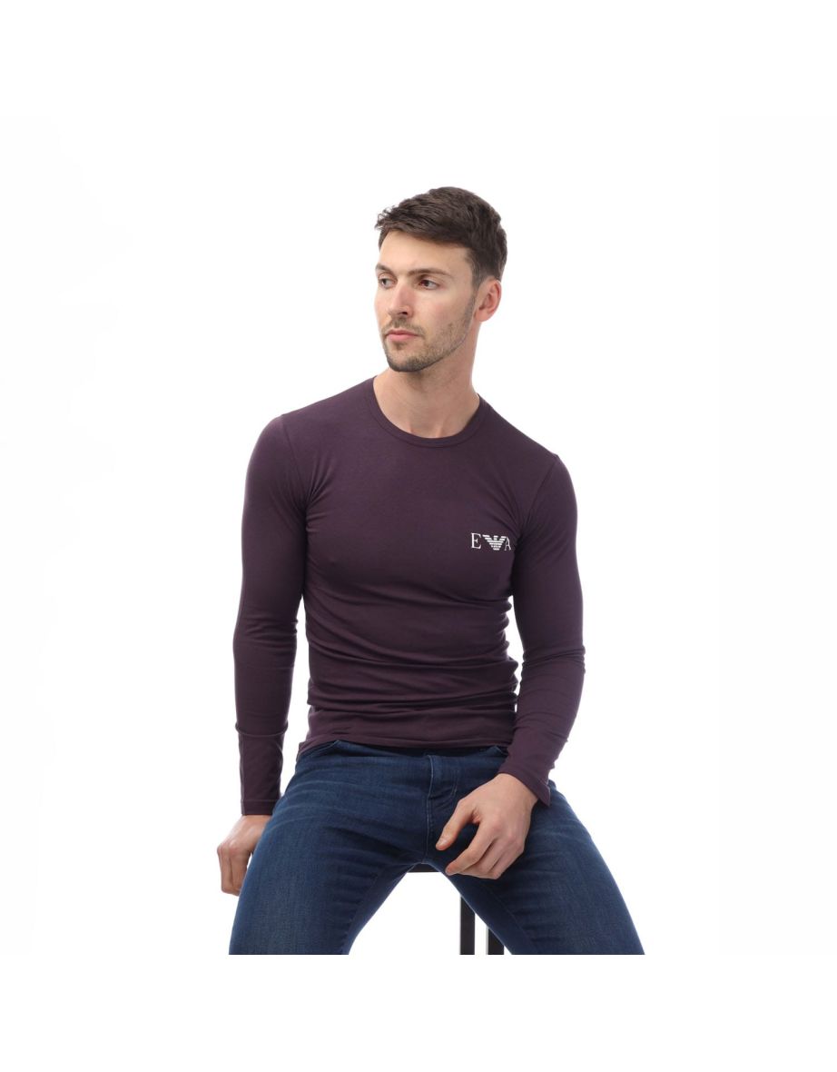 Men's Emporio Armani Loungewear Fitted Mock Neck Top in Blue - 3