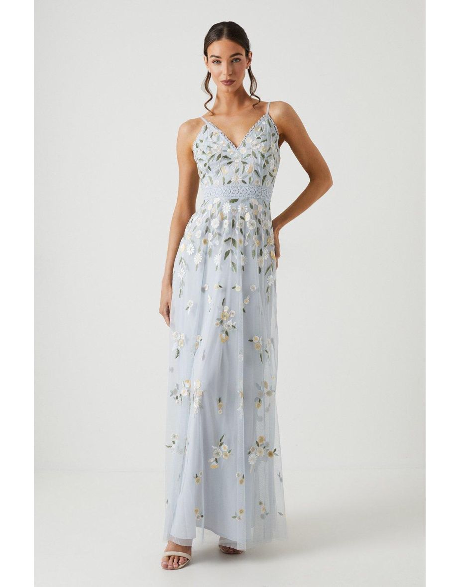 Wildflower Embroidered Strappy Bridesmaids Dress