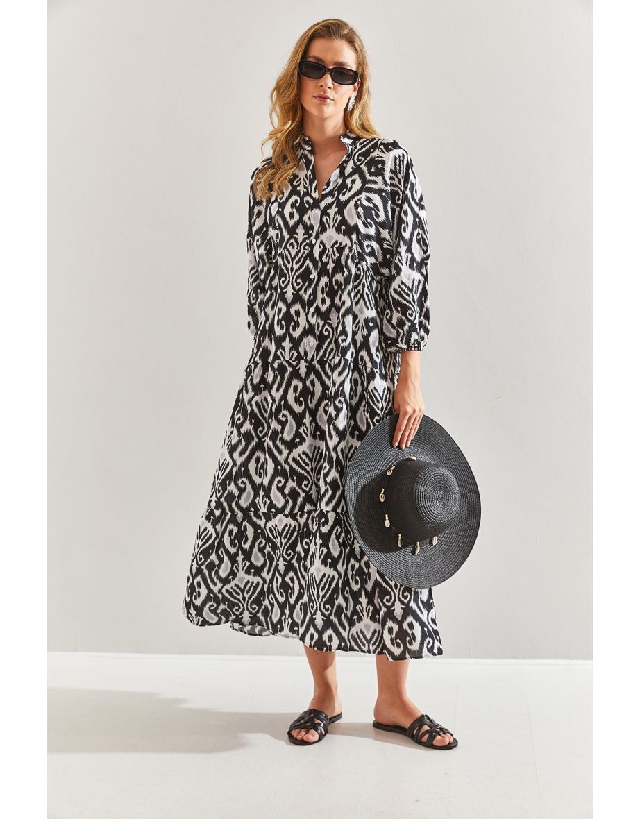 Women's Multi Patterned Viscose Dress - 6